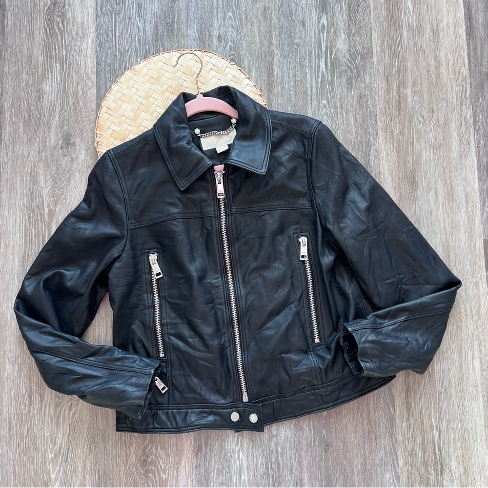 Michael kors genuine leather moto jacket